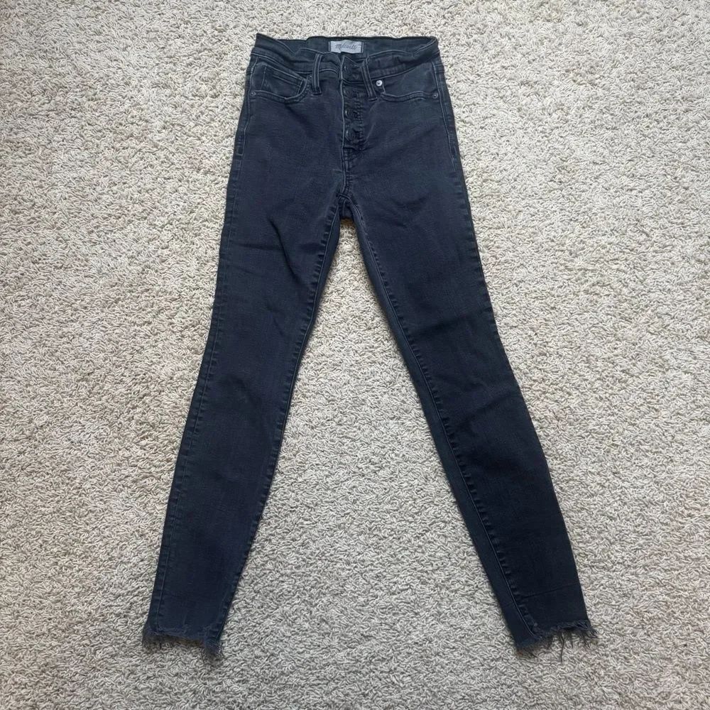 Madewell high rise skinny jeans button fly black denim size 26